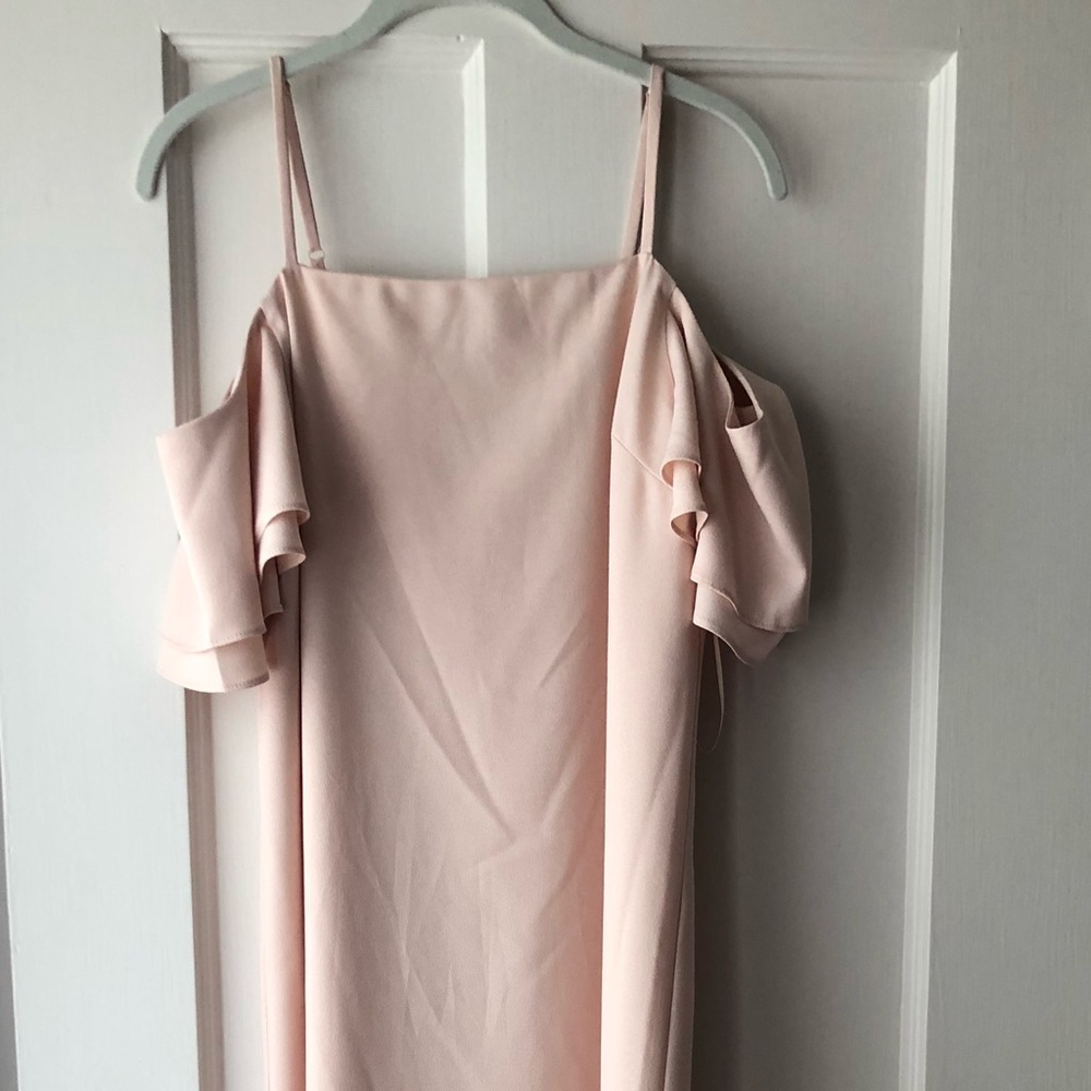 Blush cold shoulder dress